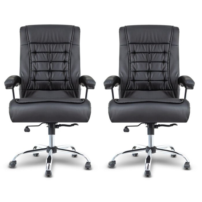 Kit 2 Cadeira de Escritório Presidente Big PL-101 Big com Molas - Preto