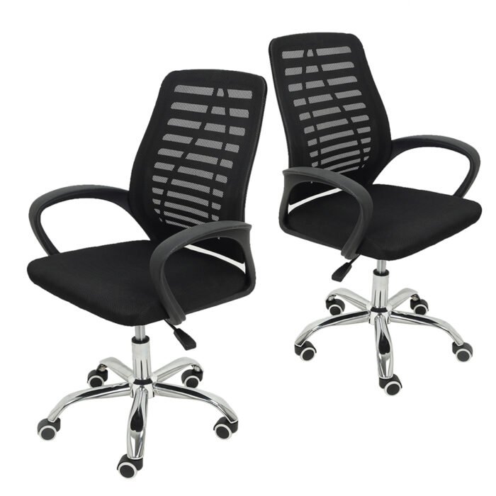 Kit 2 Cadeiras de Escritório Mesh BC-131 Ergonômica Bestchair Zebra Home Office - Preta