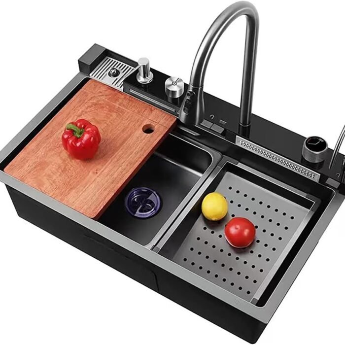 Kit Cuba Retangular Torneira Extensível c Cesto Tabua Completa