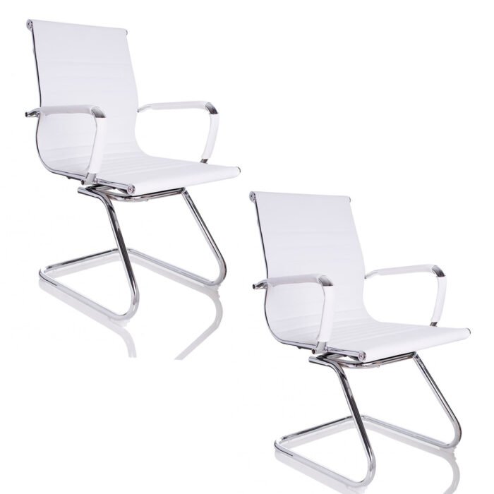 Kit 2 Cadeiras Interlocutor Secretária Pés Fixos Esteirinha - Cores