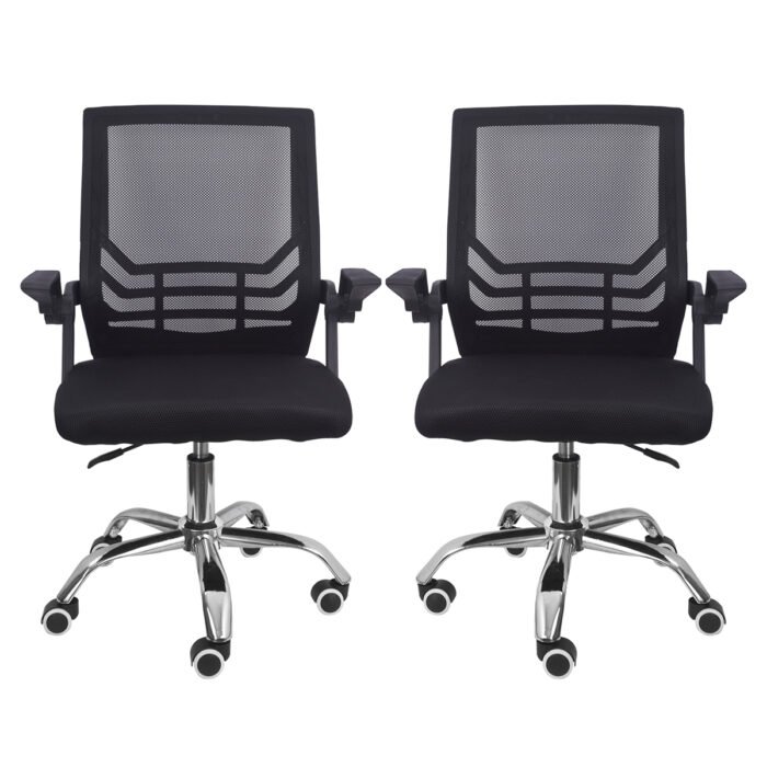 Kit 4 Cadeiras Secretária Giratória Braço Flexível Preta Best Chair Preta