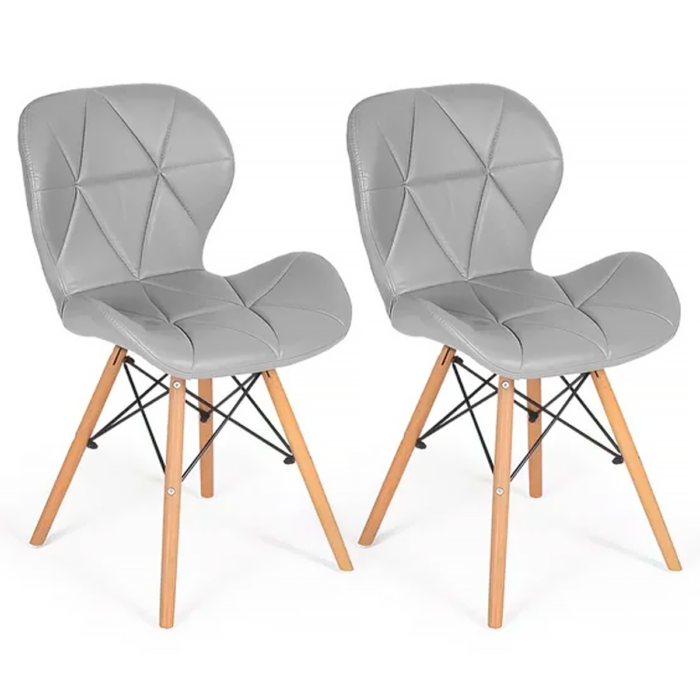 Par Cadeiras de Jantar Charles Eames Eiffel Slim Estofada - Cores
