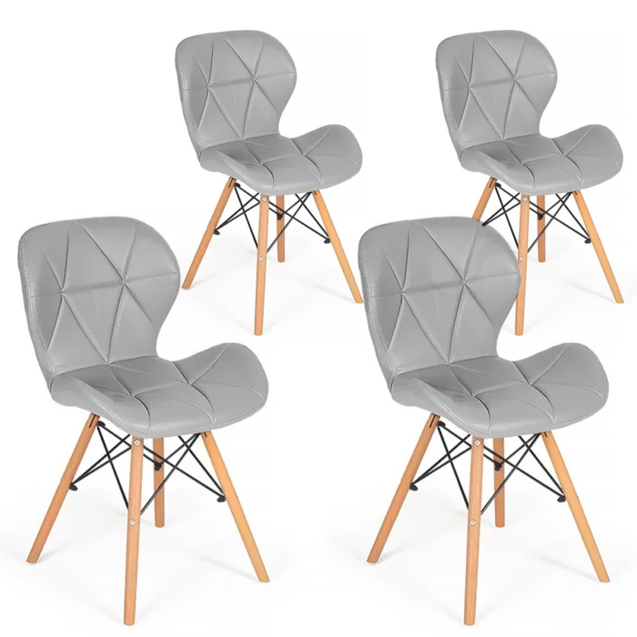 Kit 4 Cadeiras de Jantar Charles Eames Eiffel Slim Estofada - Cores