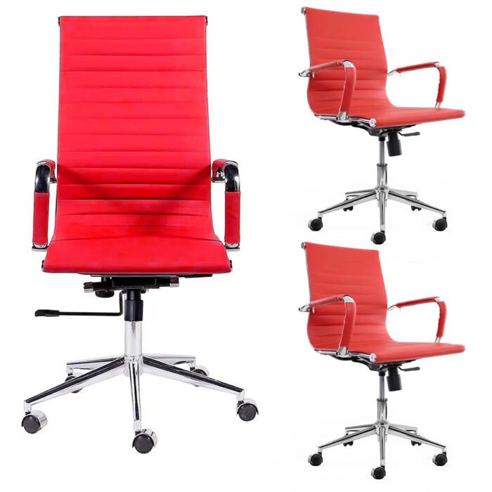 Kit 1 Cadeira Presidente Giratória Esteirinha + 2 Cadeira Interlocutor Secretária - Cores