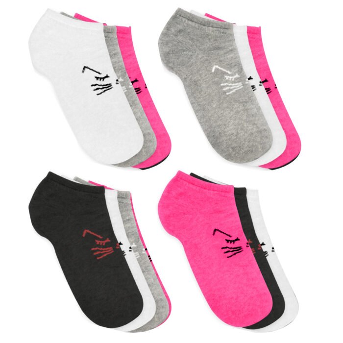 ​​​​​​​Kit 12 Pares Meia Socket Feminina 36 a 40 Estampada  - Cores Sortidas