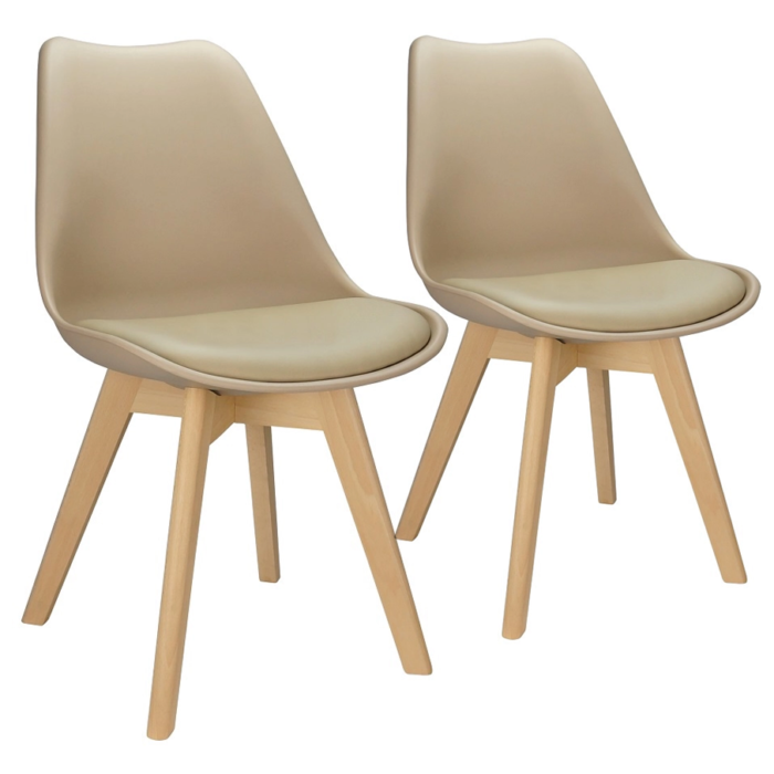 Kit 2 Cadeiras Charles Eames Leda Design Wood Estofada Base Madeira - Cores