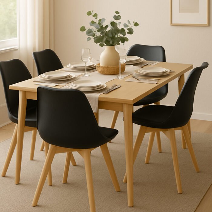 Kit 4 Cadeiras Charles Eames Leda Design Wood Estofada Base Madeira - Cores