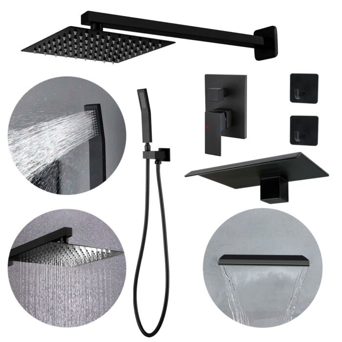 Kit Ducha Chuveiro Quadrada 20x20cm com Manopla Monocomando + Chuveirinho